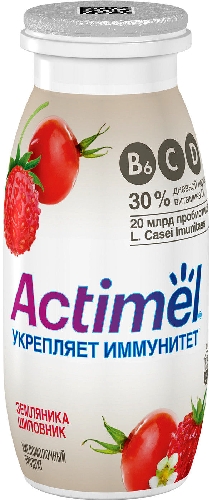Напиток Actimel Земляника-шиповник 2.5% 100мл