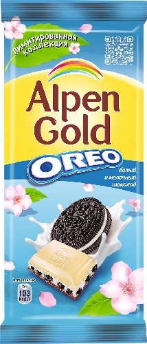 Шоколад Alpen Gold Белый и молочный с печеньем Oreo 90г