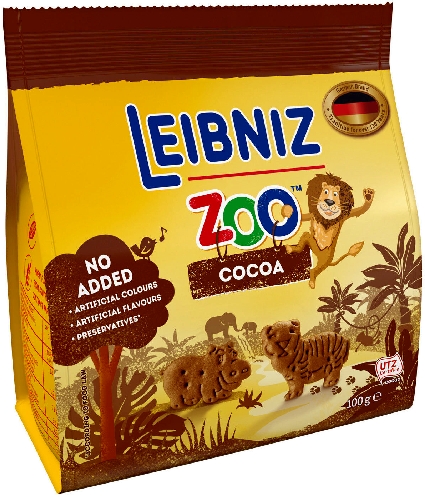 Печенье Leibniz Zoo Jungle Animals Biscuits какао 100г