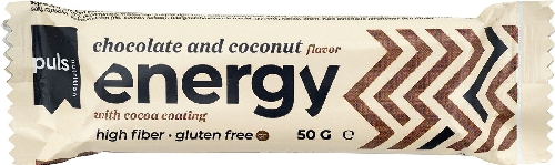 Батончик энергетический Puls Nutrition Puls Bar Energy Шоколад и кокос 50г