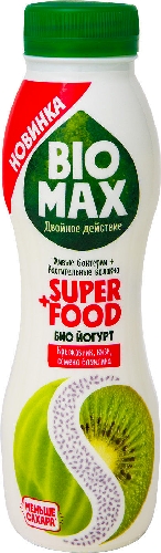 Биойогурт Bio-Max Super Food Крыжовник-киви-семена базилика 1.5% 270г