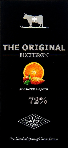Шоколад Bucheron Горький с Апельсином и Орехами 72% 100г