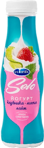 Йогурт питьевой Ecomilk Solo Клубника-Мята-Лайм 2.8% 290г