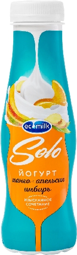 Йогурт питьевой Ecomilk Solo Манго-Апельсин-Имбирь 2.8% 290г