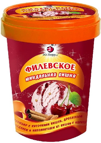 Мороженое Филевское Пломбир Миндальная вишня 550г
