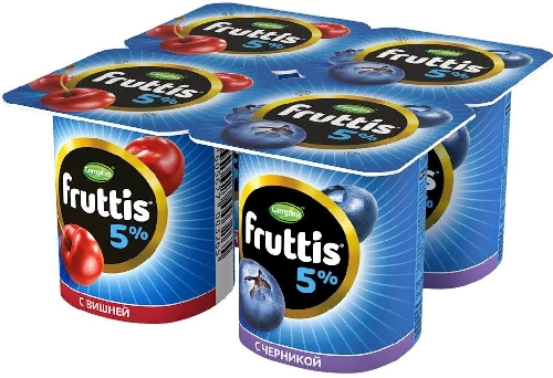 Продукт йогуртный Fruttis Вишня Черника 5% 4шт*115г