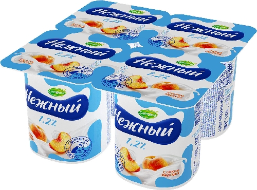 Продукт йогуртный Campina Нежный с соком персика 1.2% 4шт*100г