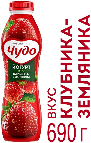 Йогурт питьевой Чудо Клубника-земляника 2.4%  Атырау