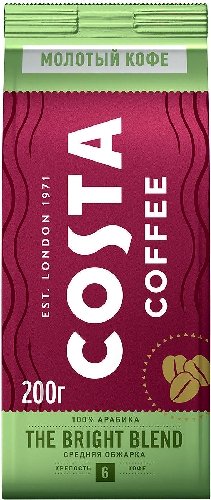 Кофе молотый Costa Bright blend 200г