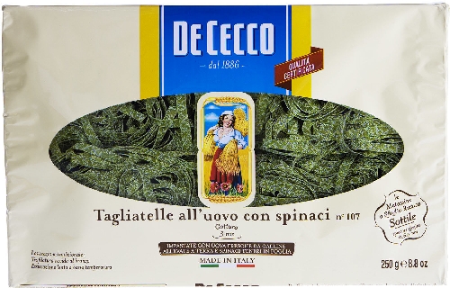Макароны De Cecco Tagliatelle alluovo со шпинатом n.107 250г