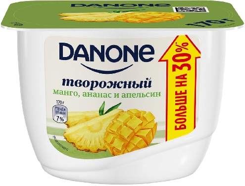 Продукт творожный Danone Манго-ананас и апельсин 3.6% 170г