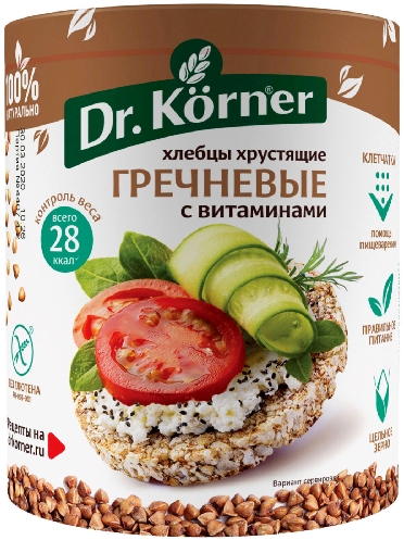 Хлебцы Dr.Korner Гречневые с витаминами без глютена 100г