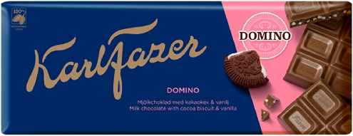 Шоколад Fazer Domino с печеньем из какао и крошкой со вкусом ванили 195г