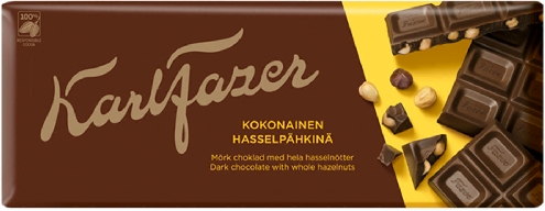 Шоколад Karl Fazer Темный с цельным фундуком 200г