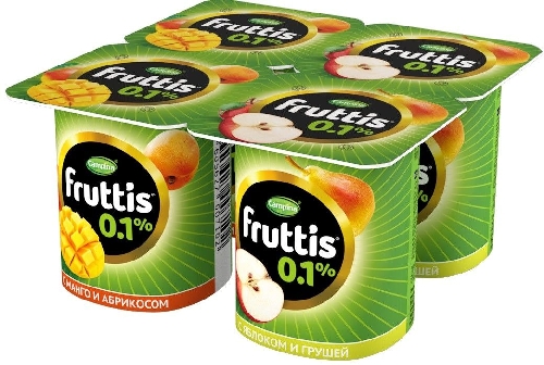 Продукт йогуртный Fruttis Абрикос-Манго Яблоко-Груша 0.1% 4шт*110г