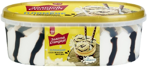 Мороженое Золотой Стандарт Пломбир с суфле и шоколадным наполнителем 12% 475г