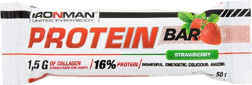 Батончик протеиновый IronMan Protein Bar с коллагеном Клубника 50г