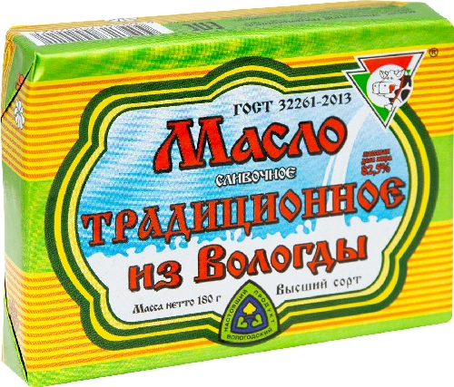 Масло сливочное Из Вологды Традиционное 82.5% 180г