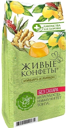 Мармелад желейный Лакомства для здоровья Имбирь и лимон 170г