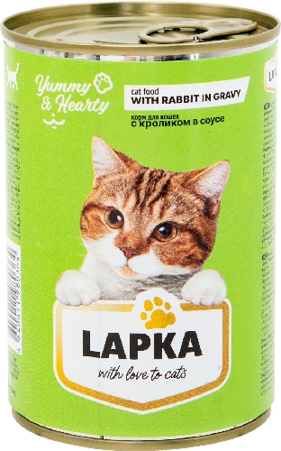 Влажный корм для кошек Lapka с кроликом в соусе 415г