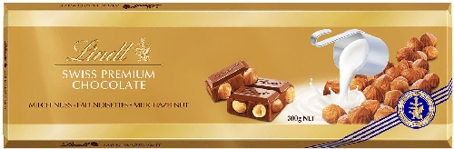Шоколад Lindt Swiss Premium Молочный с цельным фундуком 300г