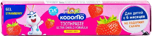 Паста зубная гелевая Lion Thailand Kodomo с ароматом клубники для детей с 6 месяцев 40г