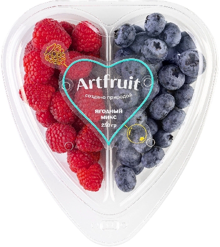 Малина и голубика Artfruit в сердце 250г упаковка