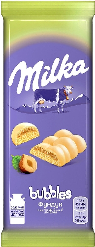 Шоколад Milka Bubbles Белый пористый c фундуком 79г