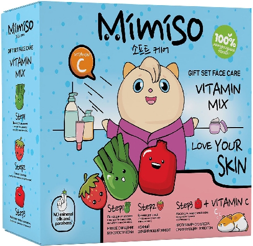 Подарочный набор Mimiso Vitamin mix Гоммаж для лица 100мл + Пенка для умывания 100мл + Маска для лица 100мл в ассортименте