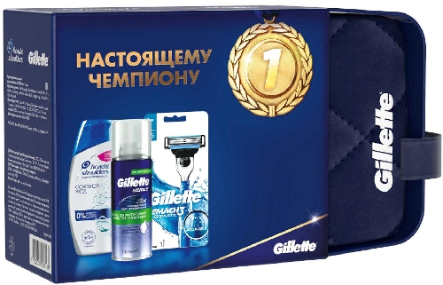 Подарочный набор Gillette Масh3 Start Бритва Пена для бритья Шампунь и косметичка