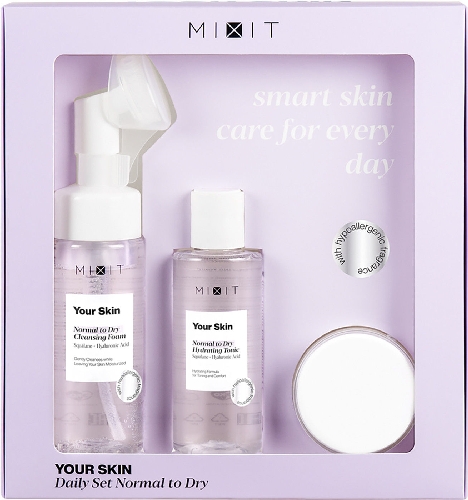 Набор для ухода за кожей MiXiT Your Skin Daily Set Normal to Dry Пенка для умывания 150мл Тоник для лица 150мл и Крем для лица 50мл