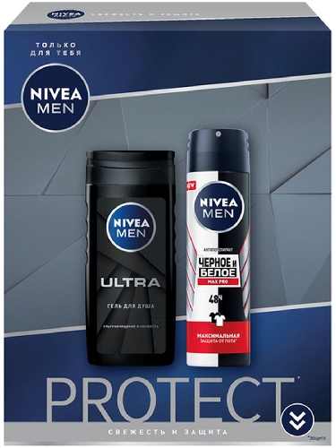 Подарочный набор Nivea Men Гель для душа Ultra 250мл + Антиперспирант Max Pro Защита 150мл