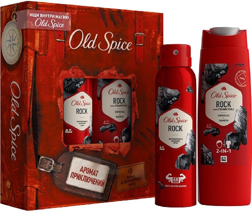 Подарочный набор Old Spice Гель для душа Rock with Charcoal 2в1 250мл + Дезодорант-антиперспирант Rock 150мл