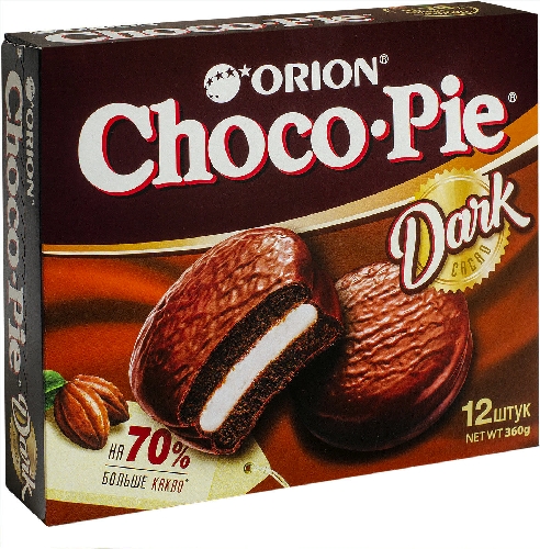 Пирожное Orion Choco Pie Dark в глазури 12шт*30г