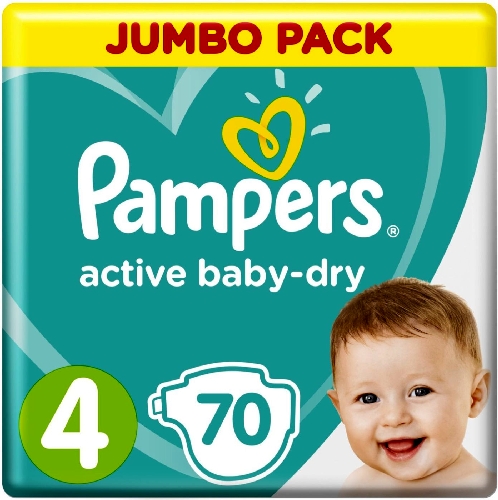 Подгузники Pampers Active Baby-Dry 9–14кг Размер 4 70шт