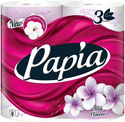 Туалетная бумага Papia Балийский цветок 4 рулона 3 слоя