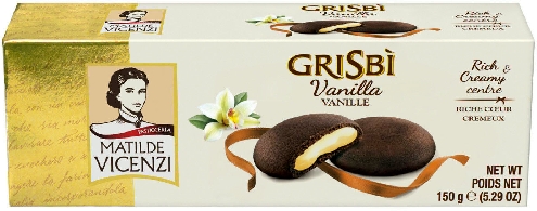 Печенье Grisbi с темным шоколадом и ванильной начинкой 150г