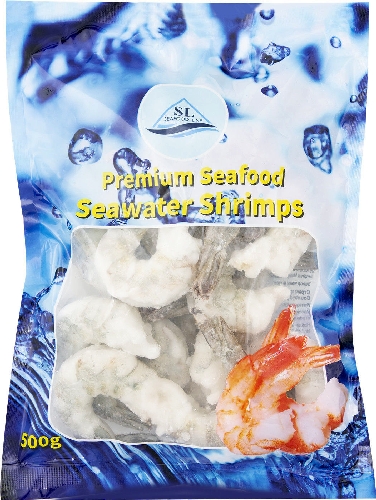 Креветки Seafood Line очищенные с хвостиком мороженые 16/20 500г