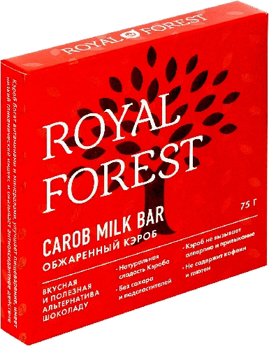 Шоколад Royal Forest Carob Milk Bar из обжаренного кэроба 75г
