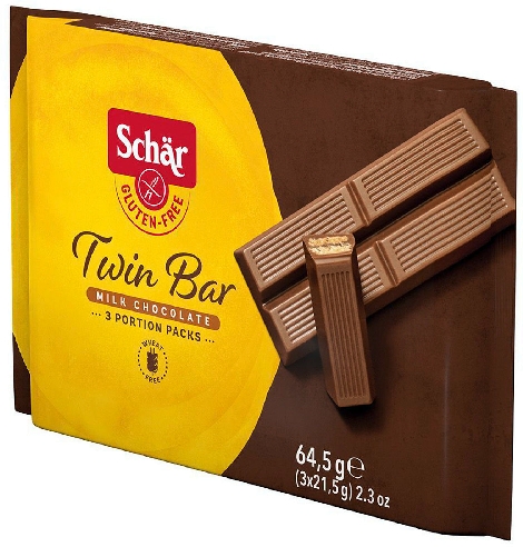 Вафли Schar Twin Bar в молочном шоколаде без глютена 64.5г