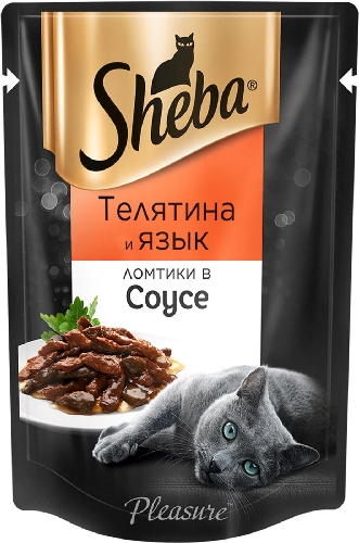 Влажный корм для кошек Sheba Pleasure Ломтики из телятины и языка в соусе 85г