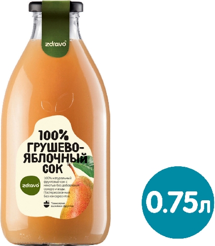 Сок Zdravo грушево-яблочный 750мл