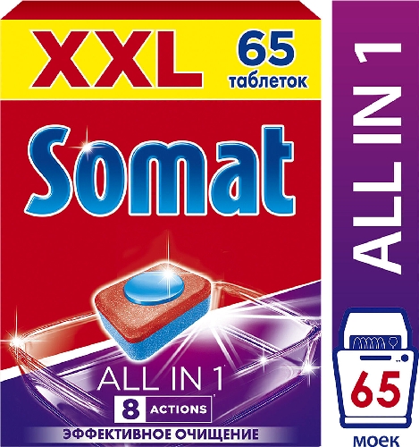 Отзывы о Таблетки для посудомоечных машин Somat All-in-1 65шт