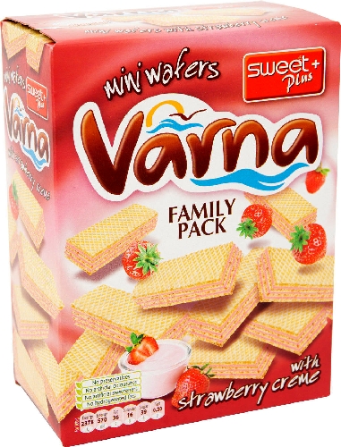 Вафли Sweet Plus Varna Мини с кремом с клубничным ароматом 200г
