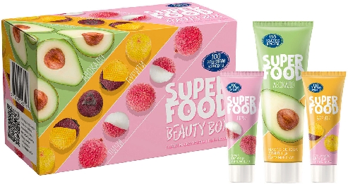 Подарочный набор Сто Рецептов Красоты Superfood beauty box Маска-основа 80мл + Скраб 20мл + Гель-масло для лица 20мл