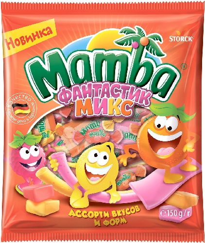Конфеты Mamba жевательные Фантастик Микс ассорти вкусов и форм 150г