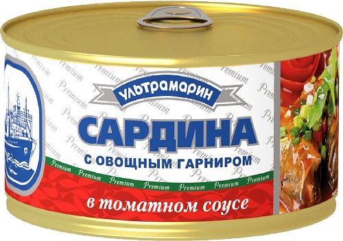 Сардина Ультрамарин С овощным гарниром в томатном соусе 240г