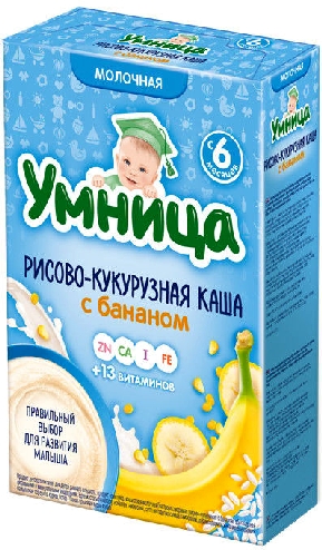 Каша Умница Рисово-кукурузная молочная с бананом 200г