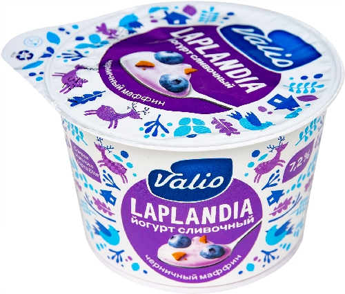 Йогурт Valio Laplandia сливочный Черничный Маффин 7.2% 180г