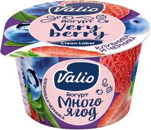 Йогурт Valio с черникой и клубникой 2.6% 180г